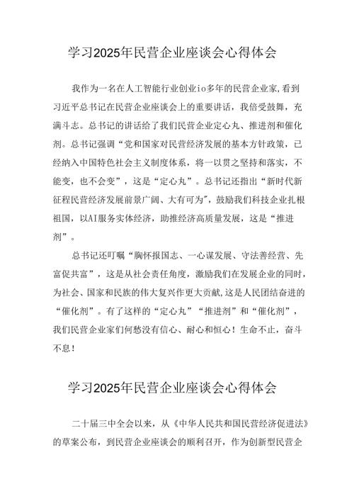 民营企业2025年学习民营企业座谈会个人心得体会 （10份）.docx