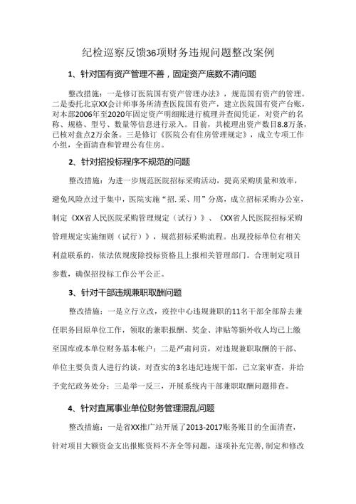 纪检巡察反馈36项财务违规问题整改案例.docx