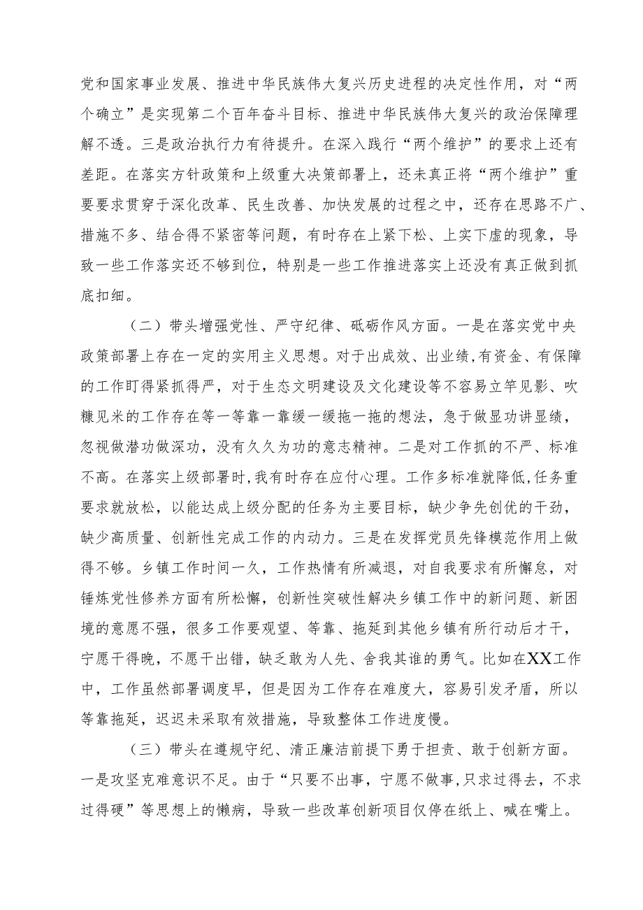 （10篇）乡镇长2025年民主生活会个人对照检查材料精选.docx_第2页