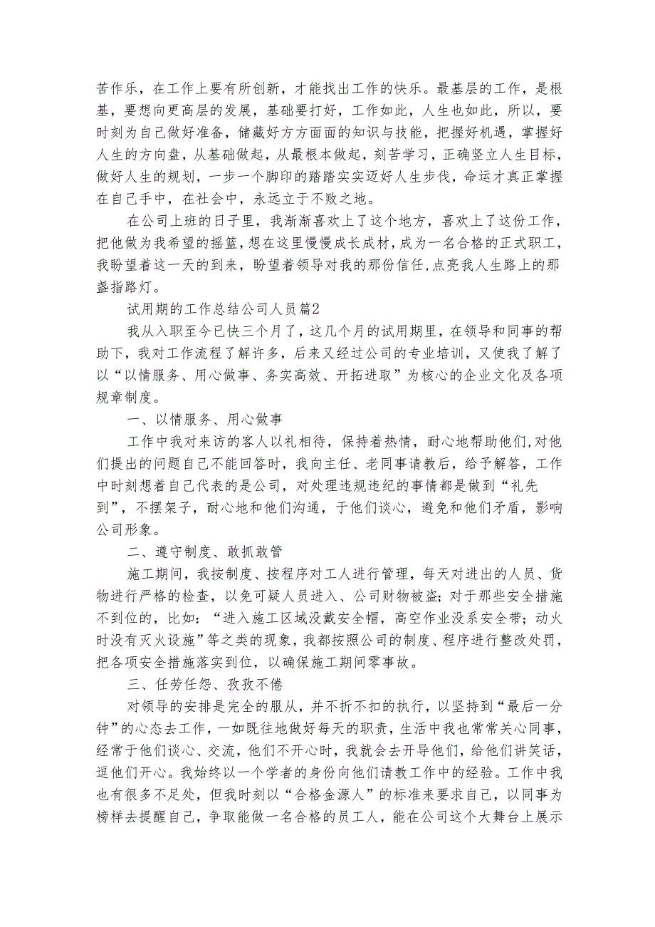 试用期的工作总结公司人员（精选25篇）.docx_第2页