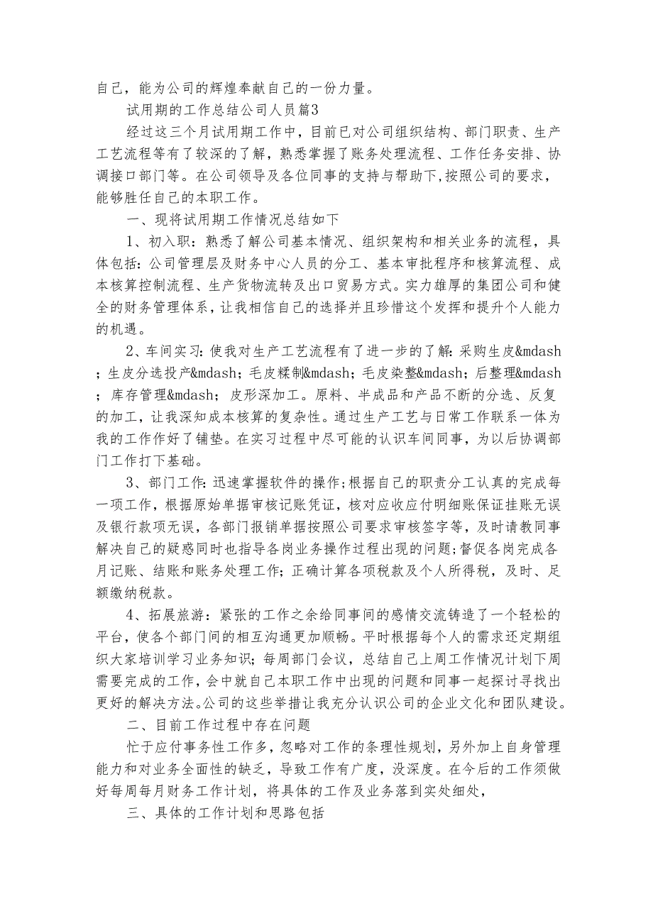试用期的工作总结公司人员（精选25篇）.docx_第3页
