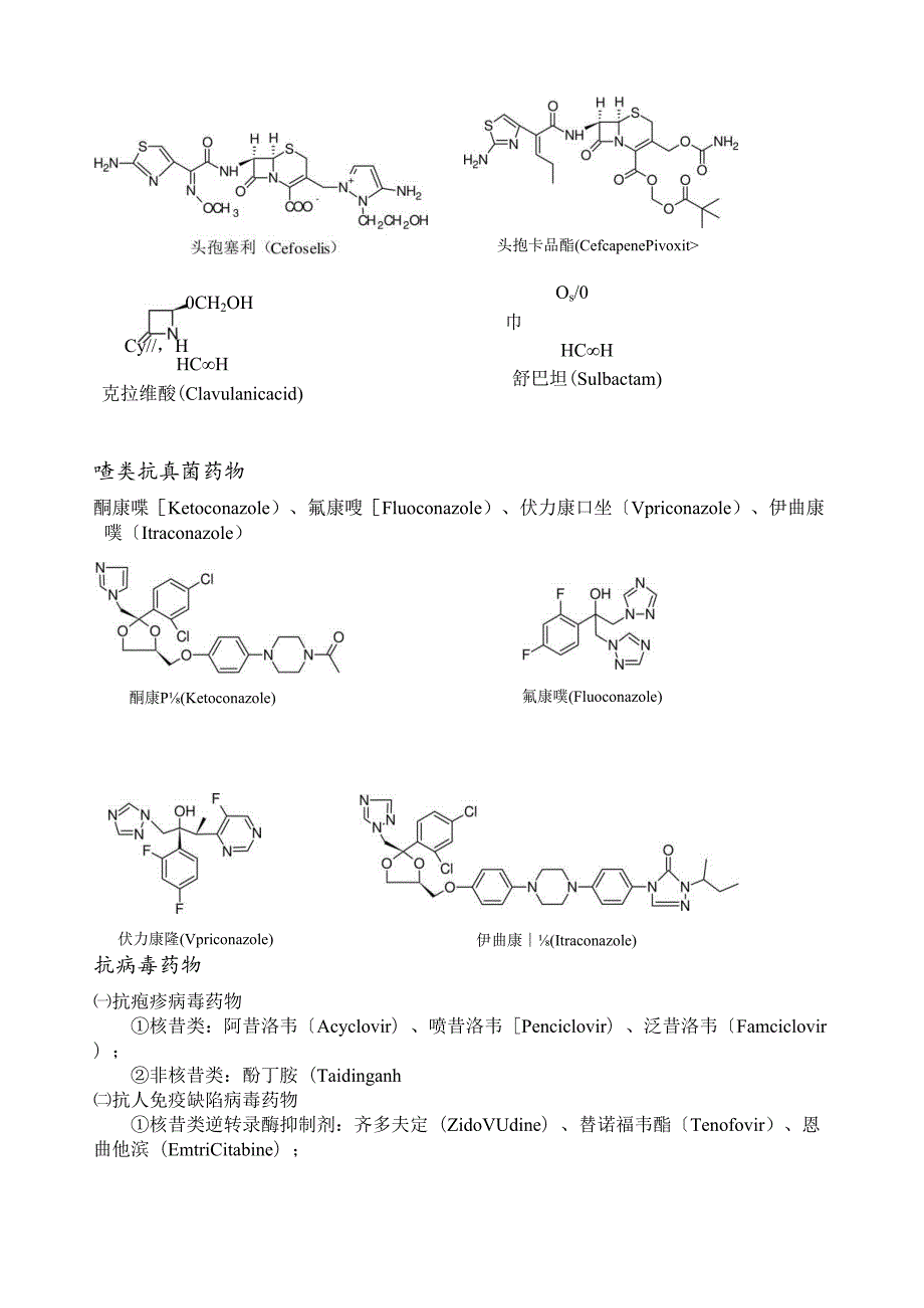 药物分类及代表药物结构式.docx_第2页