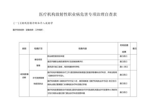医疗机构放射性职业病危害专项治理自查表.docx