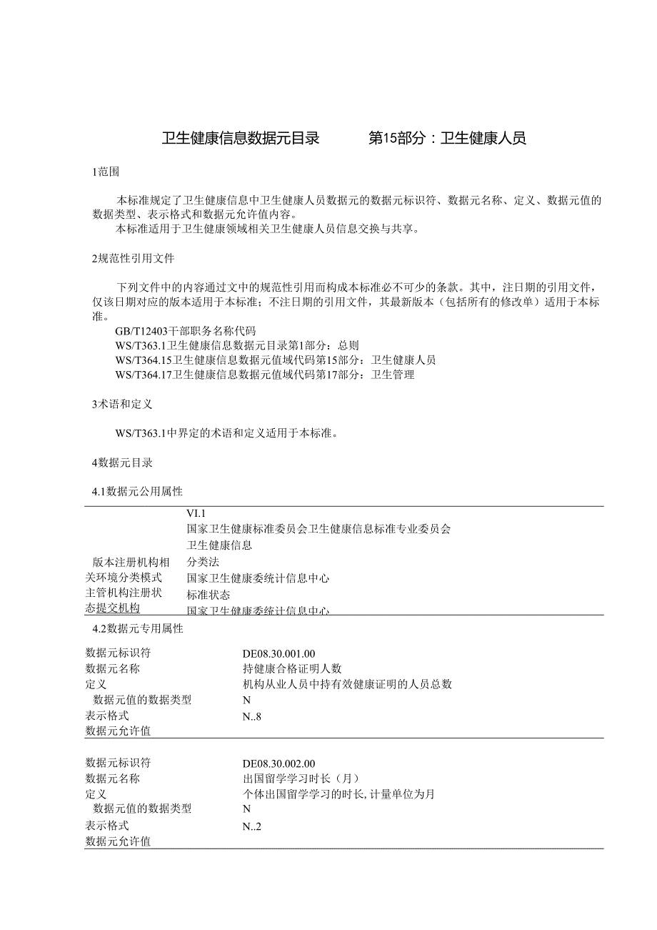 卫生健康信息数据元目录 第15部分：卫生健康人员（代替WS 363.15—）.docx_第3页