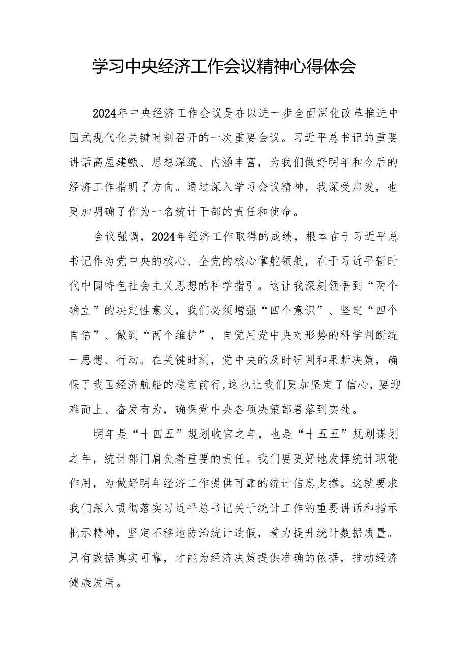 五篇统计所学习贯彻2024年中央经济工作会议精神心得体会.docx_第3页