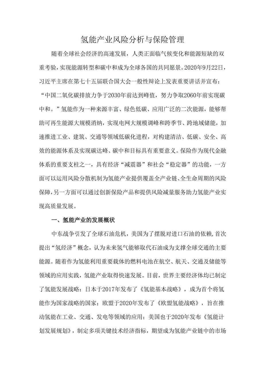 氢能产业风险分析与保险管理.docx_第1页