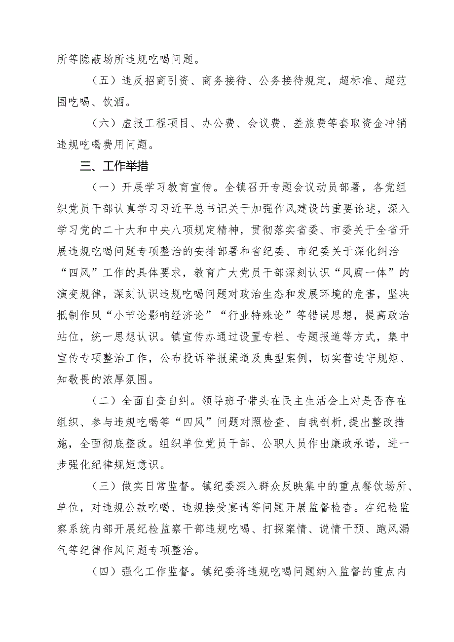 四篇 2025年关于开展违规吃喝问题专项整治的工作情况报告范文.docx_第2页
