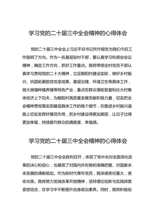 党员干部学习中国共产党第二十中央委员会第三次全体会议精神心得体会六十篇.docx