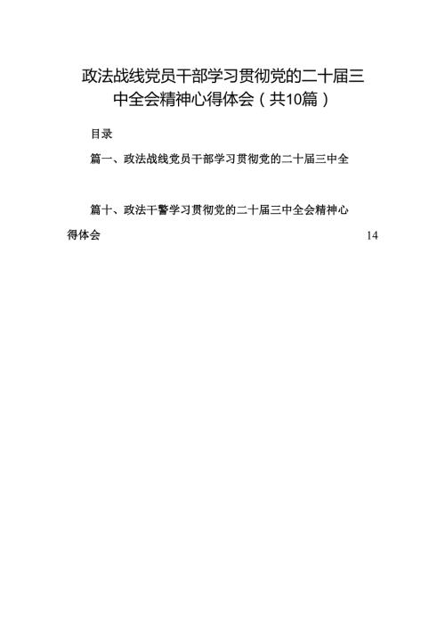 （10篇）政法战线党员干部学习贯彻党的二十三中全会精神心得体会范文.docx