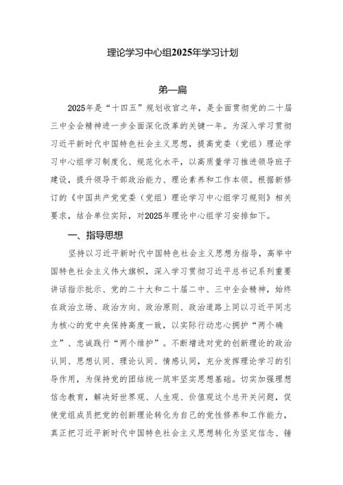 理论学习中心组2025年学习计划8篇.docx
