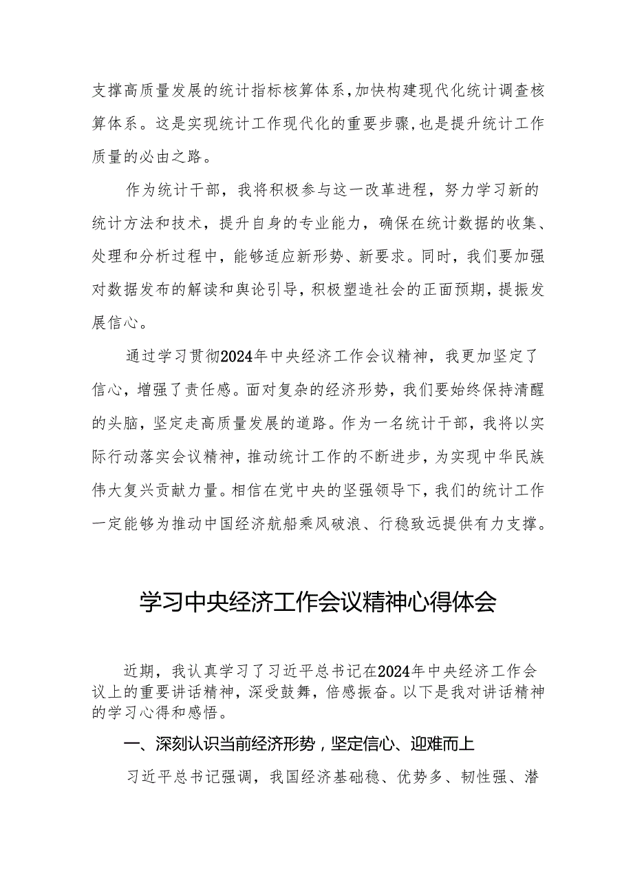 五篇统计干部学习贯彻2024年中央经济工作会议精神的心得体会.docx_第3页