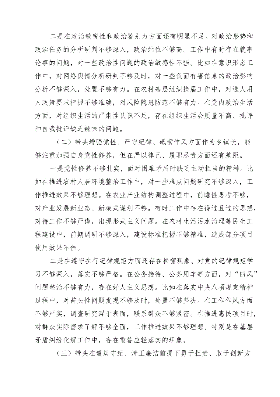 民主生活会2025年个人对照检查发言材料（四个带头）【10篇精选】供参考.docx_第2页