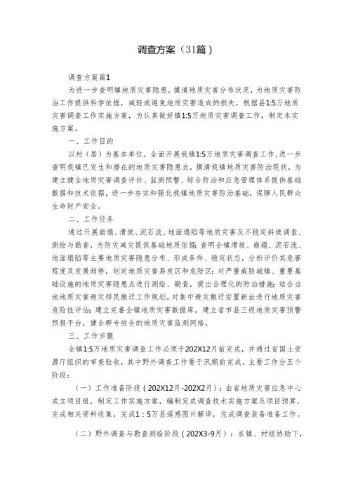 调查方案（31篇）.docx