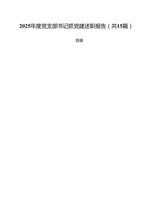 2025党支部书记抓党建述职报告（共15篇）.docx