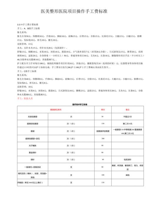 医美整形医院项目操作手工薪酬标准.docx