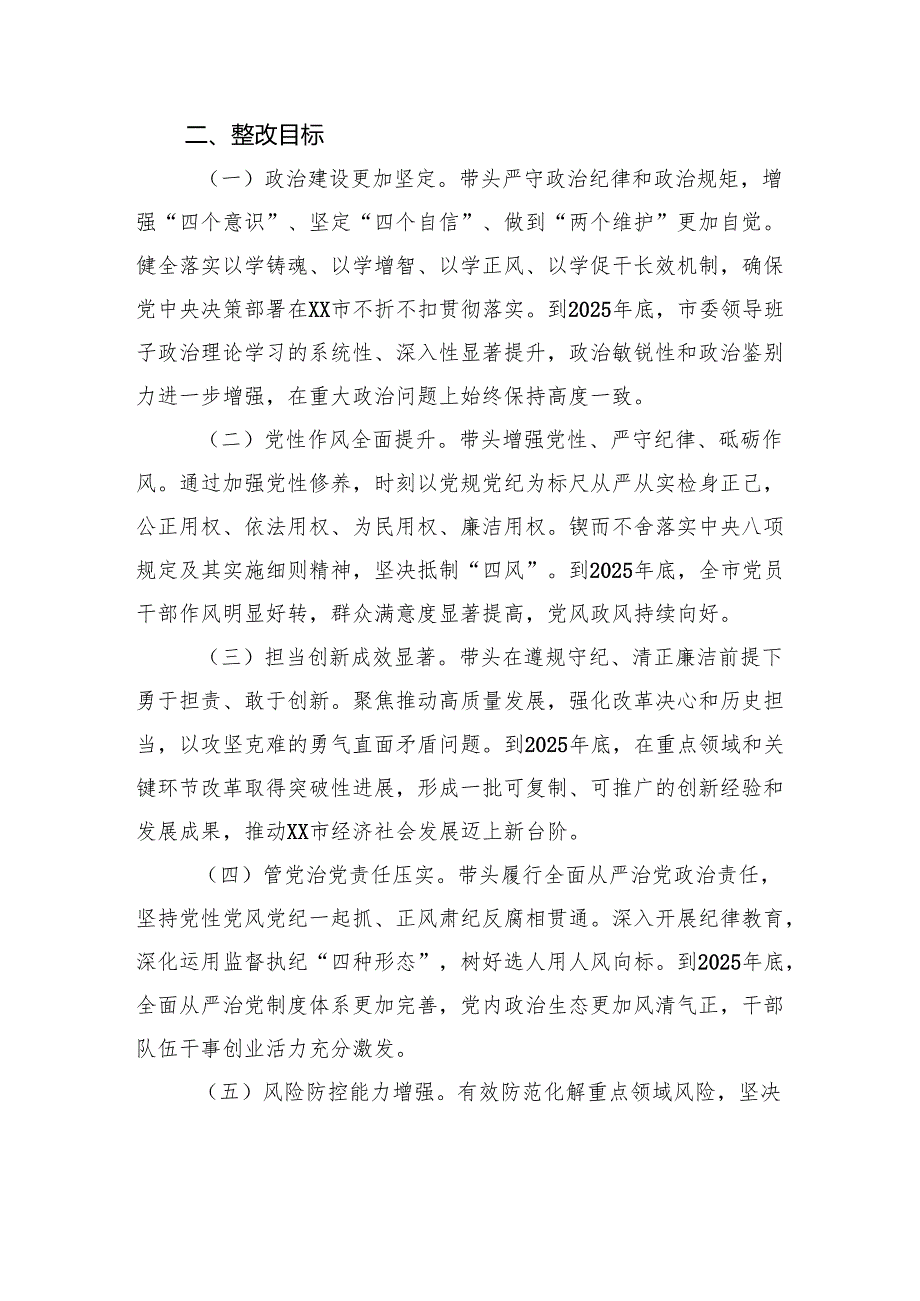 市委领导班子关于2024民主生活会查摆问题整改方案(1).docx_第2页