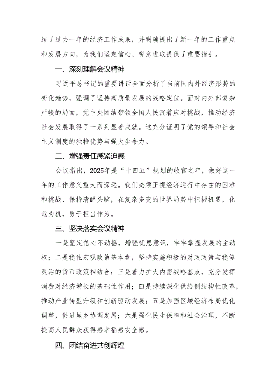 五篇学习贯彻2024年中央经济工作会议精神交流发言.docx_第3页