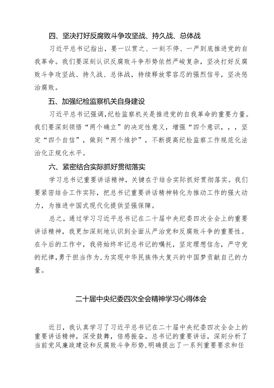 学习二十中央纪委四次全会重要精神心得体会（共六篇）.docx_第2页