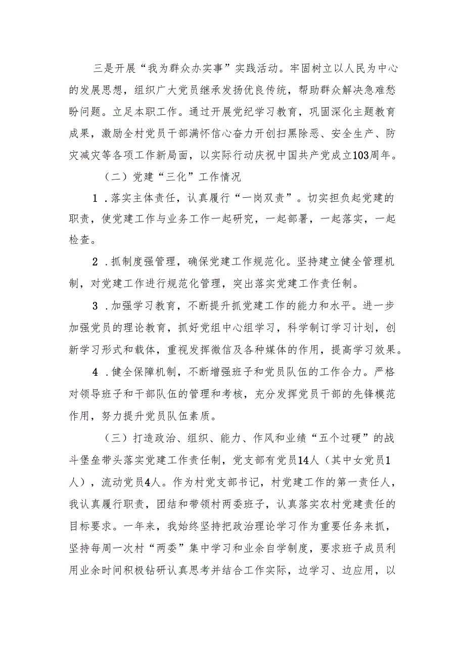 XX村党支部书记2024个人述职述德述廉报告(1).docx_第2页