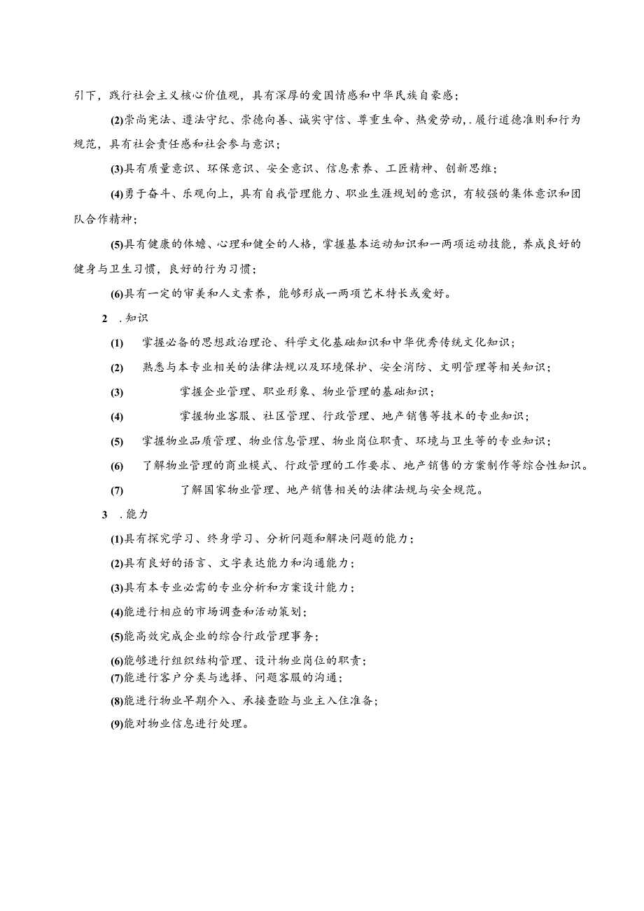 职业技术学院现代物业管理专业人才培养方案.docx_第3页