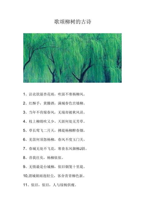 歌颂柳树的古诗.docx