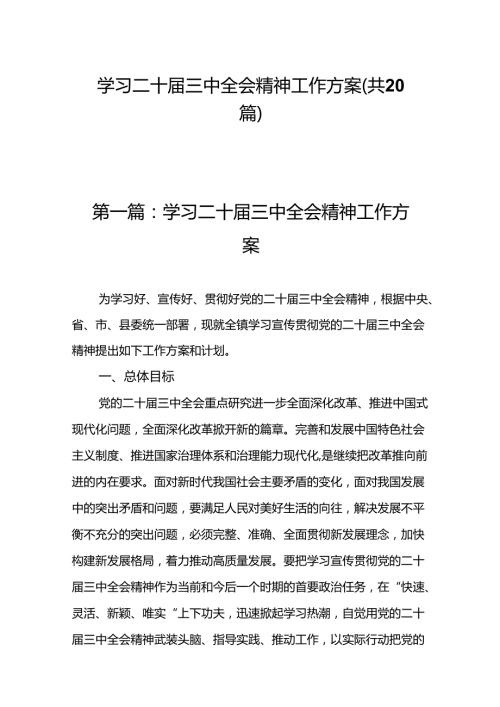 学习二十三中全会精神工作方案（20篇）.docx