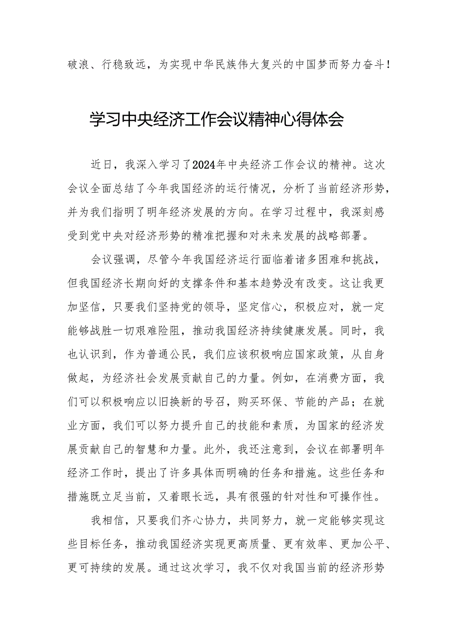 五篇学习贯彻2024年中央经济工作会议精神心得感悟.docx_第3页