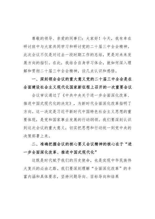 2024年开展《学习二十三中全会精神》专题研讨班发言稿（5份）53.docx