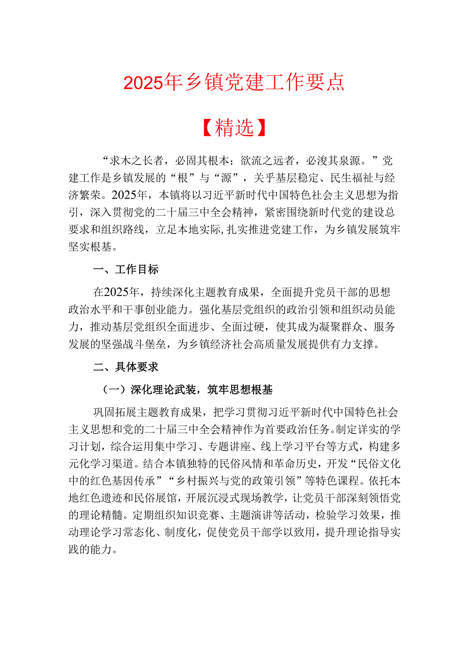 2025年乡镇党建工作要点.docx_第1页