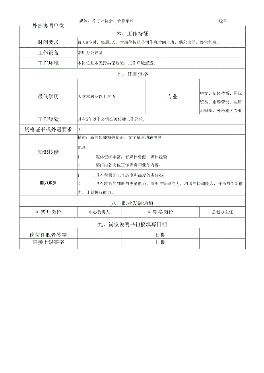 岗位说明书品牌管理中心公关传播岗.docx_第2页