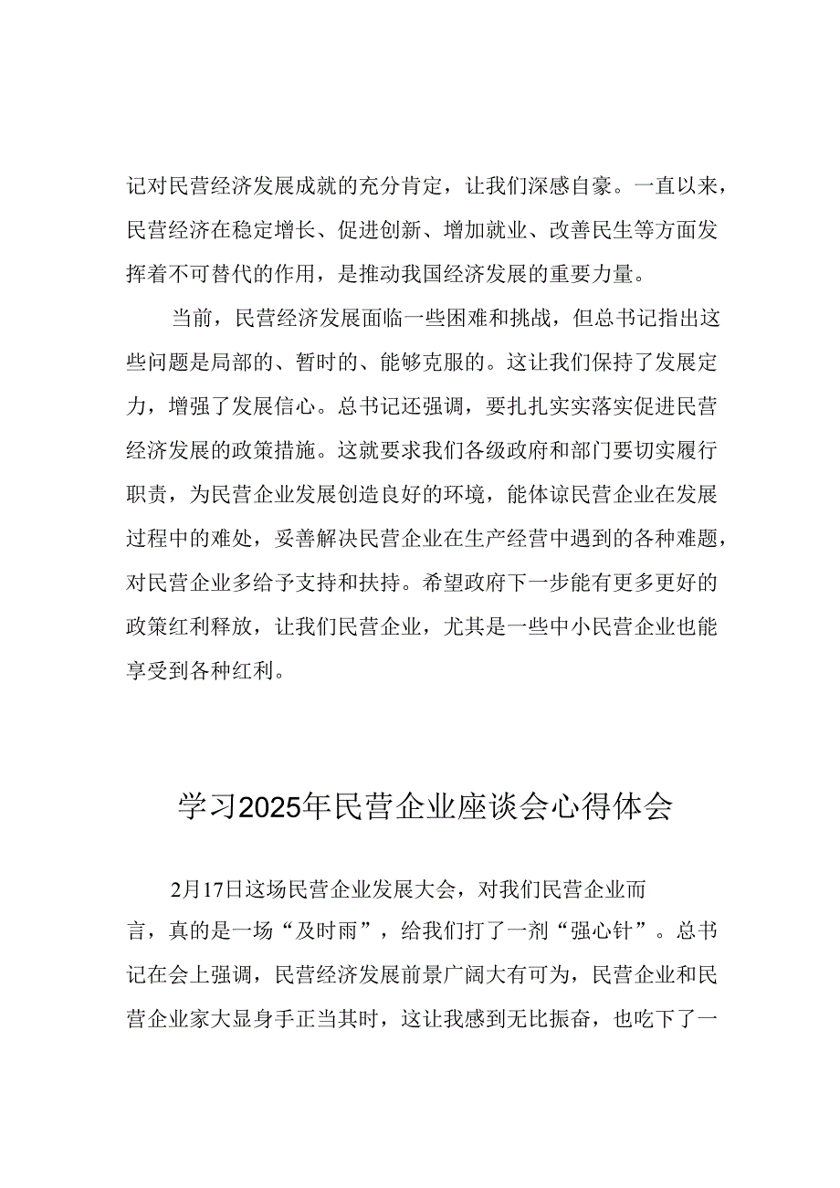 民营企业2025年学习《民营企业座谈会》个人心得感悟 汇编4份.docx_第2页