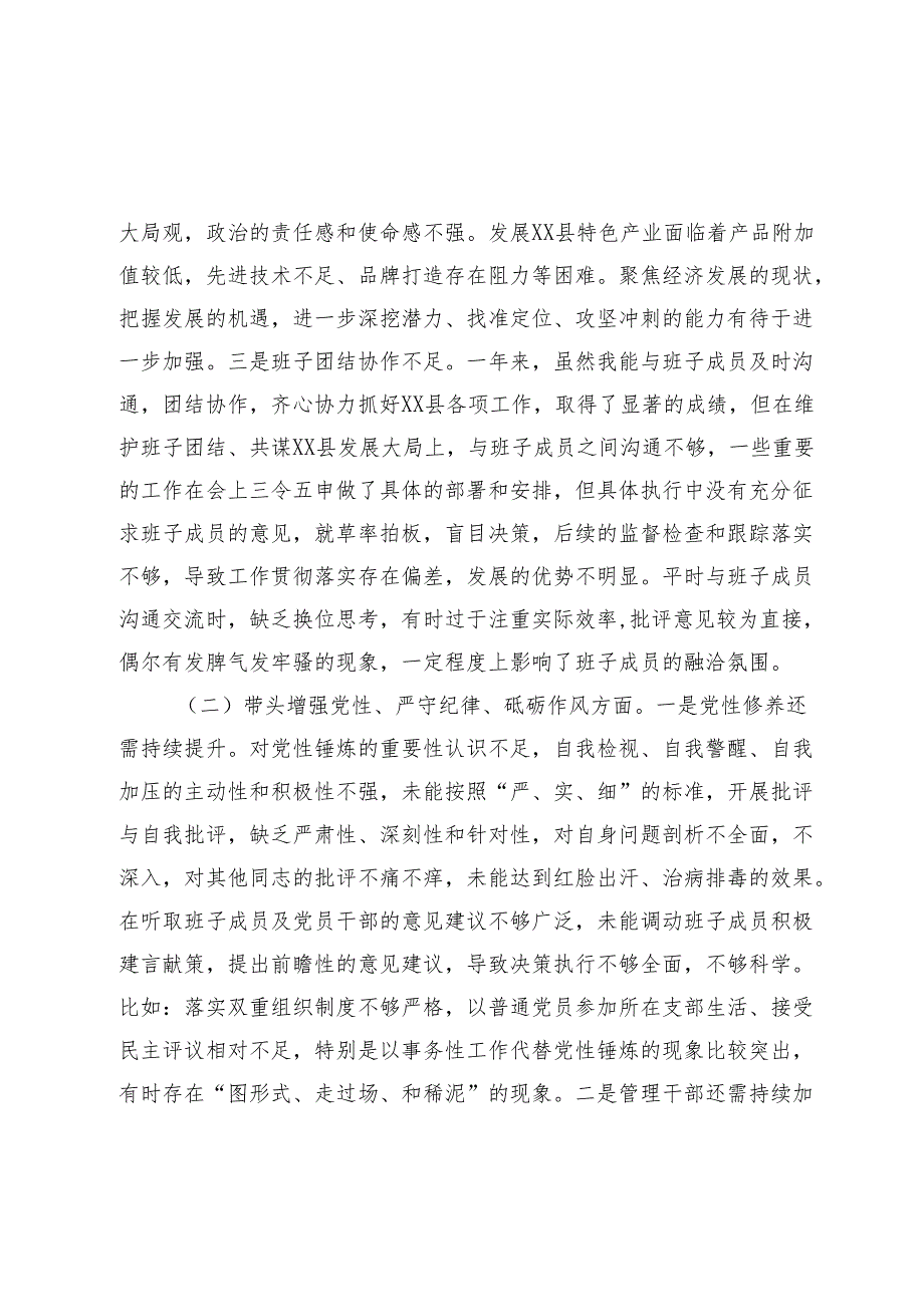 2025年带头增强党性、严守纪律、砥砺作风等四个带头方面存在问题与整改剖析材料.docx_第3页