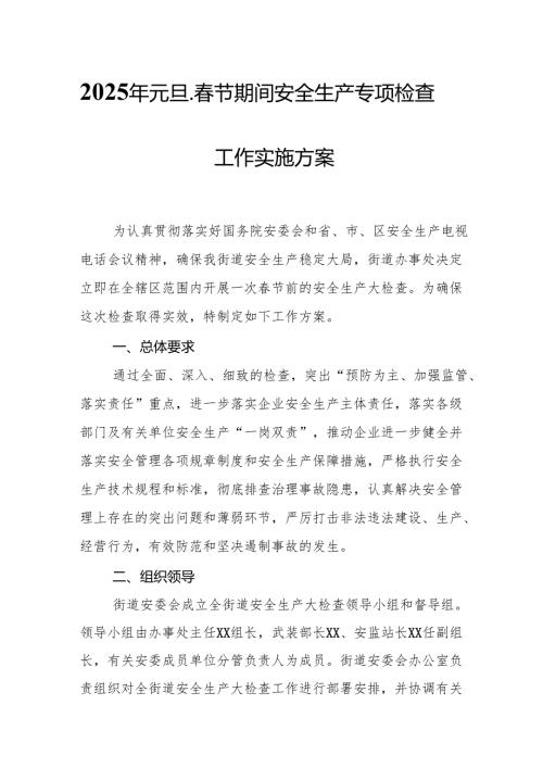 2025年乡镇开展《元旦、节期间安全生产专项检查》工作方案 （3份）88.docx