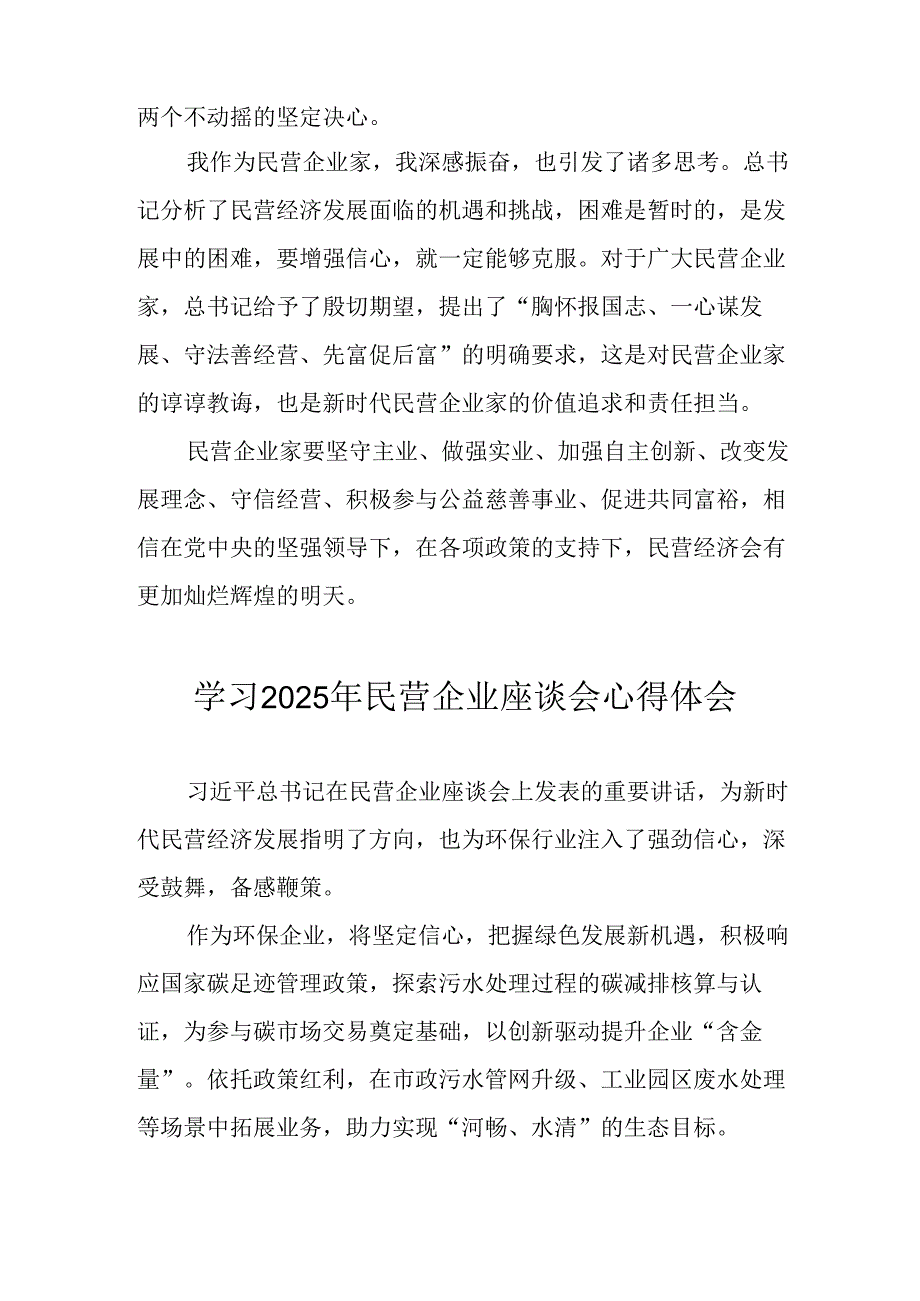 2025年私营企业学习《民营企业座谈会》个人心得感悟 （合计8份）.docx_第2页