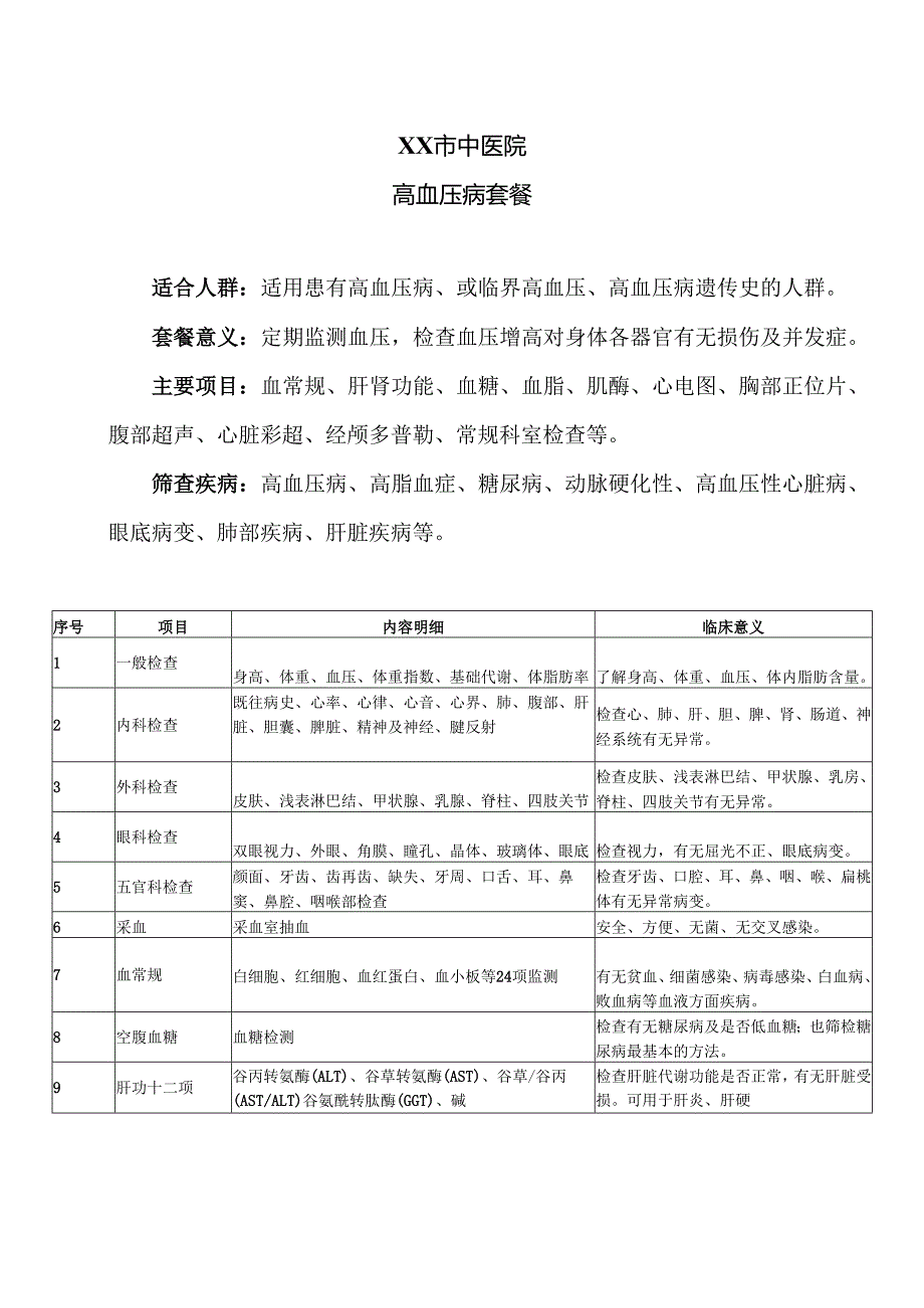 XX市中医院高血压病套餐（2024年）.docx_第1页