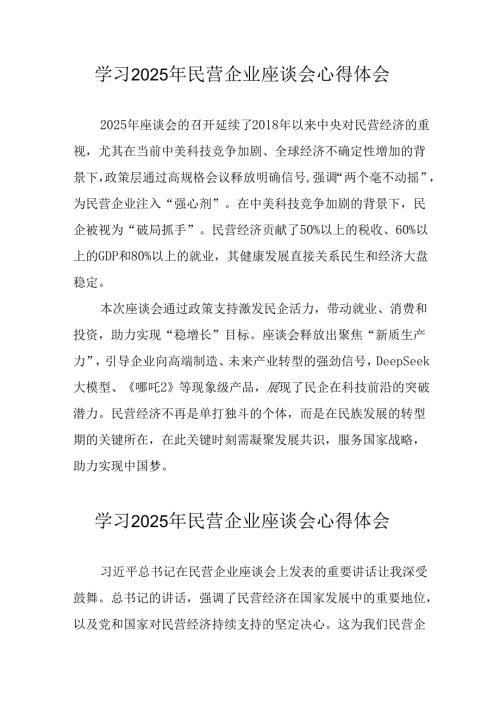 民营企业2025年学习《民营企业座谈会》个人心得感悟 （7份）58.docx