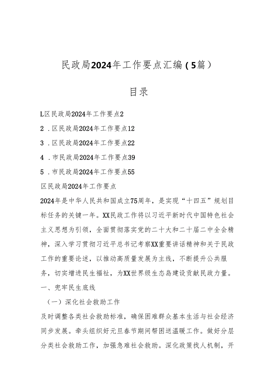 （5篇）民政局2024年工作要点汇编.docx_第1页