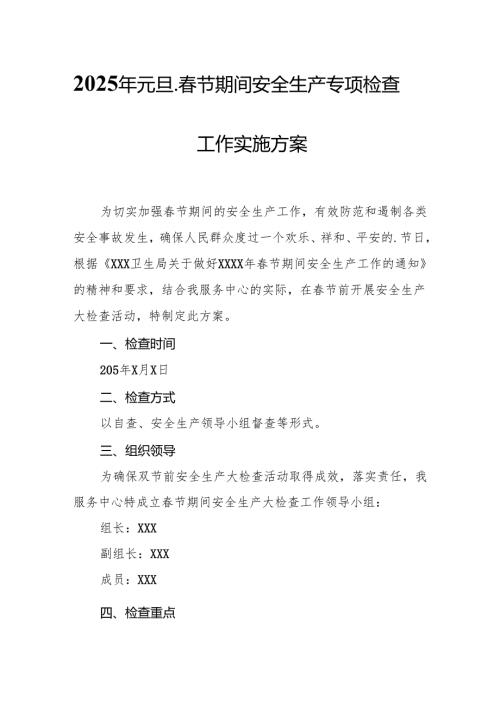 2025年国企开展《元旦、节期间安全生产专项检查》工作实施方案.docx