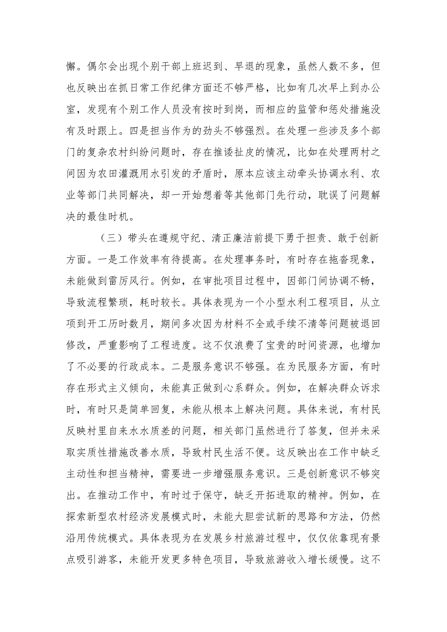 2025民主生活班子成员个人对照检视材料8篇.docx_第3页