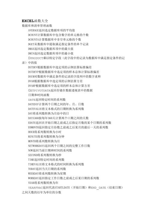 电子表格(EXCEL)函数大全.docx