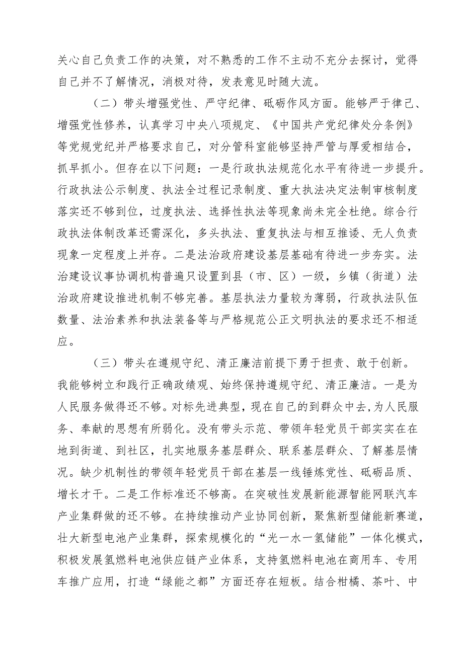 六篇 2025民主生活会四个带头对照检查材料（含反面违纪典型案例剖析）范文.docx_第2页