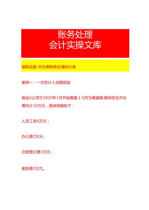 做账实操开办费账务处理的分录.docx