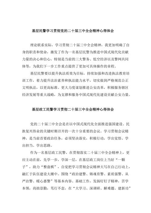 （11篇）基层民警学习贯彻党的二十三中全会精神心得体会专题资料.docx