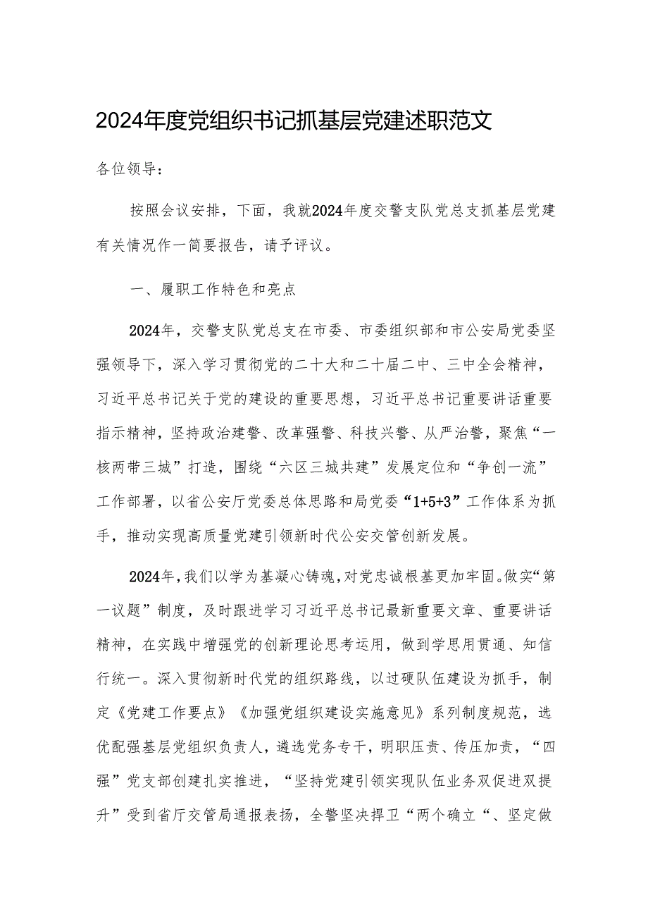 2024党组织书记抓基层党建述职范文.docx_第1页
