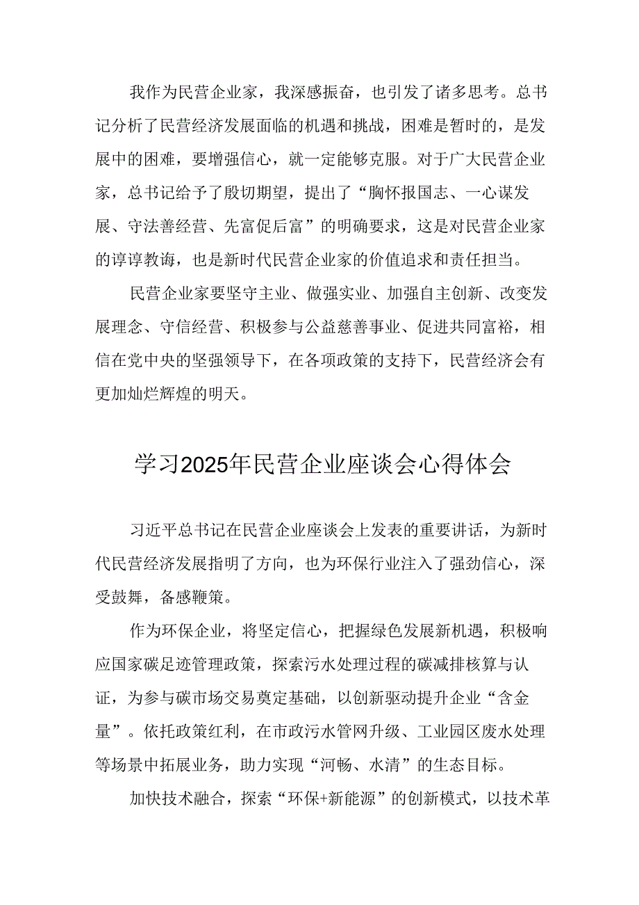 2025年私营企业学习《民营企业座谈会》个人心得体会 （合计7份）.docx_第2页
