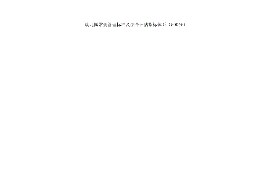 幼儿园常规管理标准及综合评估指标体系（500分）.docx_第1页