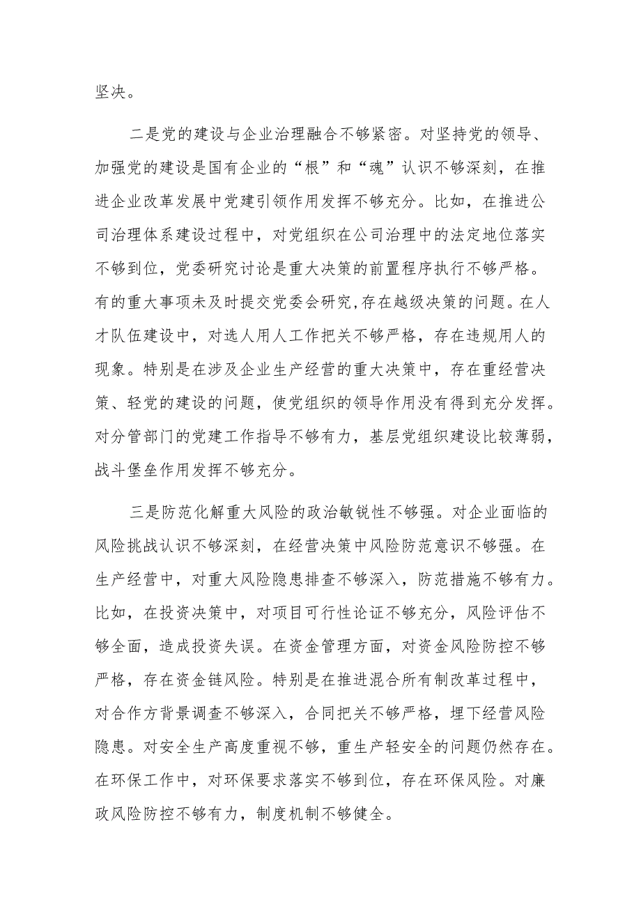 国企副职干部2024年民主生活会对照检查材料（新四个带头）参考范文.docx_第2页