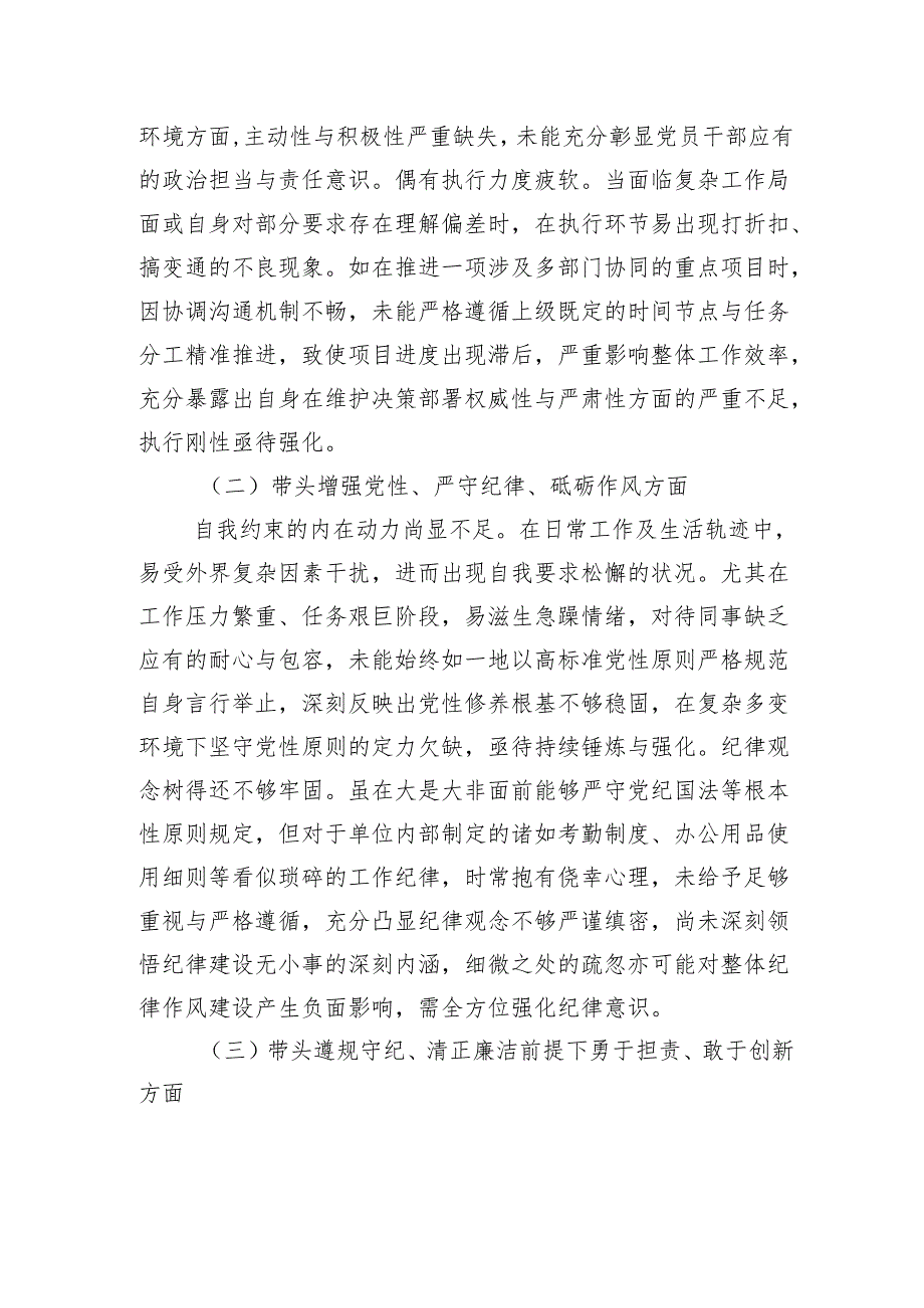 2024专题民主生活会对照检查材料（四个带头）.docx_第2页