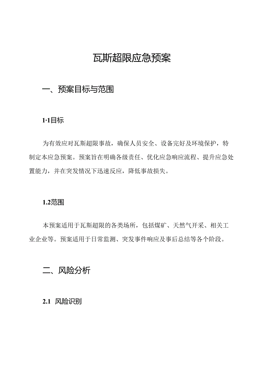 瓦斯超限应急预案.docx_第1页