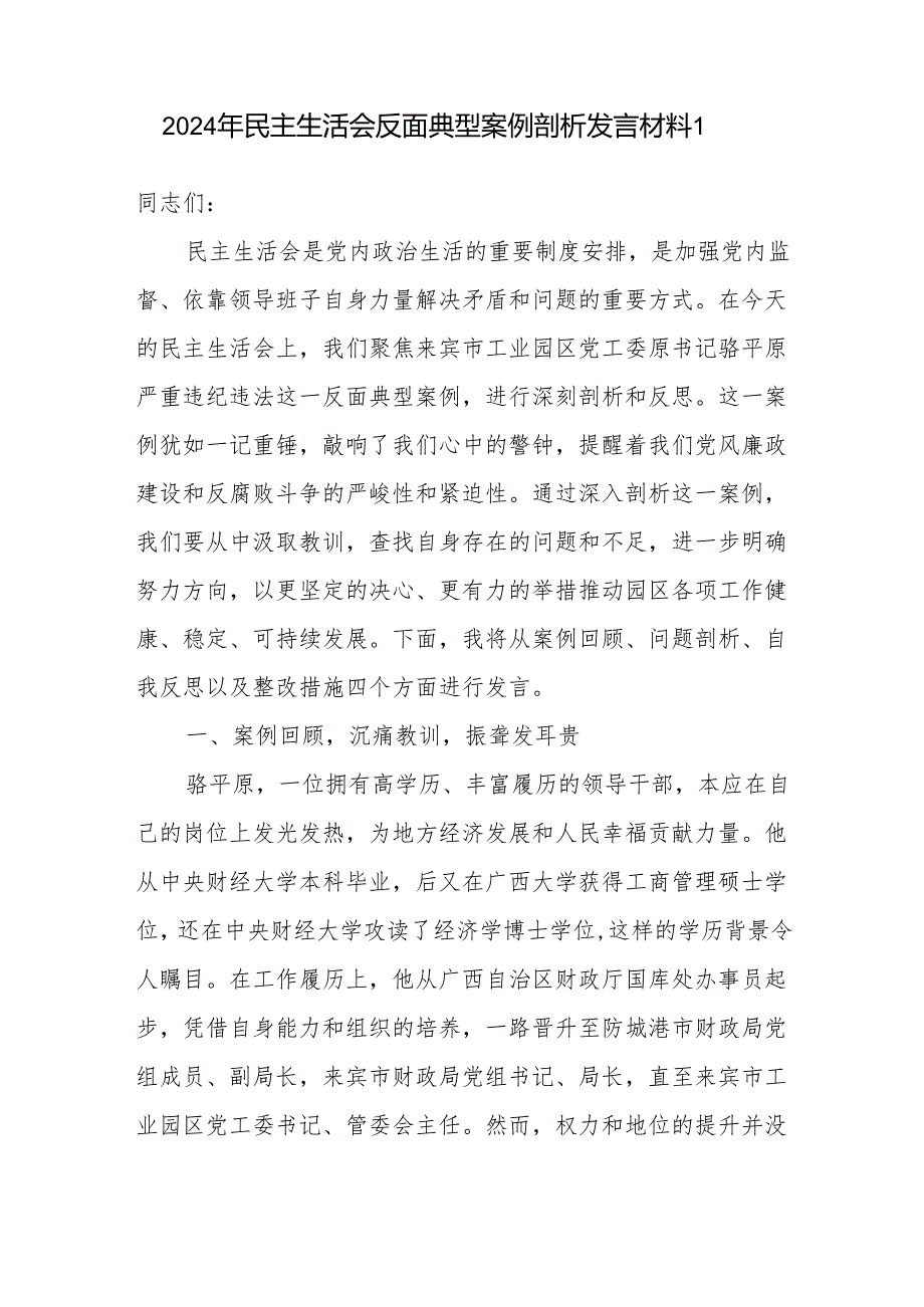 2025年党员干部关于2024年民主生活会反面典型案例剖析发言材料3篇.docx_第2页